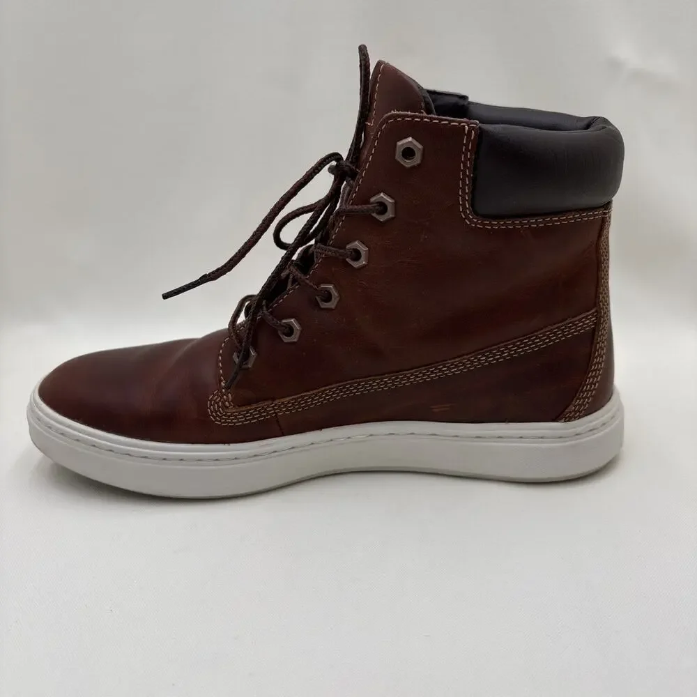 Timberland Women's High Top Lace Up Distressed Leather Boots Brown - Size 9